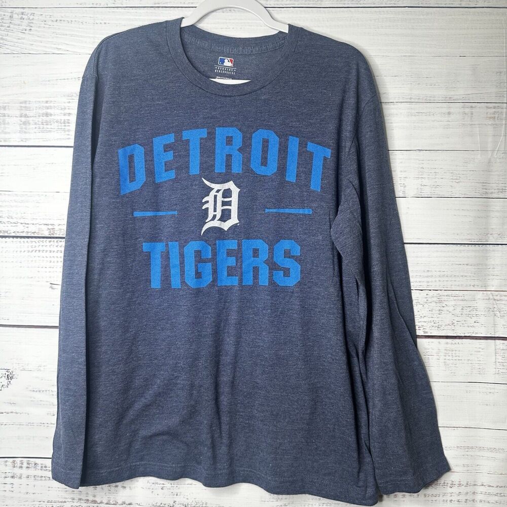 MLB Genuine Merchandise Detroit Tigers Mens Navy Long Sleeve T Shirt Size Large